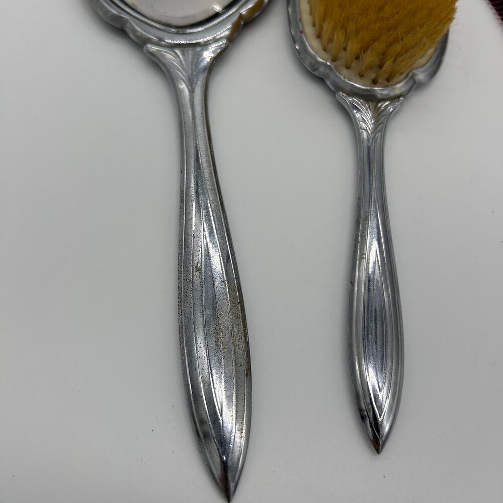 Vintage 60's Vanity Set Mirror Brush Comb Art Deco Bodoir Dressing Table Decor - Picture 3 of 12